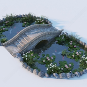 现代景观水池3D模型下载